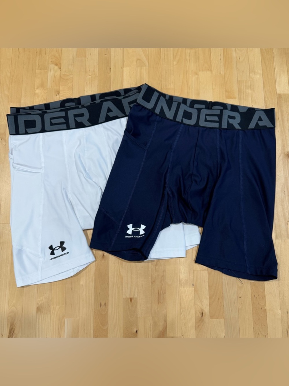 Under Armour Men’s Navy & White Compression Shorts